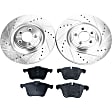 2015 Jaguar XF - 2-Wheel Set Front Brake Disc and Pad Kit, Silver zinc-plated, Cross-drilled and Slotted, 5 Lugs, Organic, RWD, All Wheel Drive, 3.0L 6Cyl, Includes (2) Disc and (1) Pad Set