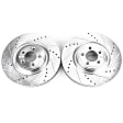 2015 Jaguar XF - 2-Wheel Set Front Brake Disc and Pad Kit, Silver zinc-plated, Cross-drilled and Slotted, 5 Lugs, Organic, RWD, All Wheel Drive, 3.0L 6Cyl, Includes (2) Disc and (1) Pad Set