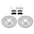 KIT-090821-337 2-Wheel Set Front Brake Disc and Pad Kit, Plain Surface 5 Lugs Ceramic Evolution Geomet Coated High Carbon, Includes (2) Brake Disc and (1) Brake Pad Set
