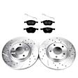 KIT-090821-341 2-Wheel Set Front Brake Disc and Pad Kit, Cross-drilled and Slotted 5 Lugs 299.72 mm Ceramic Evolution Drilled & Slotted Series, Includes (1) Brake Disc and (1) Brake Pad Set