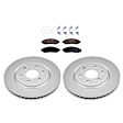 KIT-090821-349 2-Wheel Set Front Brake Disc and Pad Kit, Plain Surface 6 Lugs Ceramic Evolution Geomet Coated High Carbon, Includes (2) Brake Disc and (1) Brake Pad Set