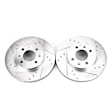 KIT-090821-365 2-Wheel Set Front Brake Disc and Pad Kit, Cross-drilled and Slotted 4 Lugs Ceramic Evolution Drilled & Slotted Series, Includes (1) Brake Disc and (1) Brake Pad Set