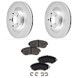 KIT-090821-373 2-Wheel Set Front Brake Disc and Pad Kit, Plain Surface 5 Lugs Ceramic Evolution Geomet Coated High Carbon, Includes (2) Brake Disc and (1) Brake Pad Set