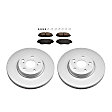 KIT-090821-409 2-Wheel Set Front Brake Disc and Pad Kit, Plain Surface 5 Lugs Ceramic Evolution Geomet Coated High Carbon, Includes (2) Brake Disc and (1) Brake Pad Set