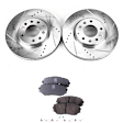 KIT-090821-413 2-Wheel Set Front Brake Disc and Pad Kit, Cross-drilled and Slotted 5 Lugs 295.91 mm Ceramic Evolution Drilled & Slotted Series, Includes (1) Brake Disc and (1) Brake Pad Set