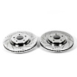 KIT-090821-500 2-Wheel Set Front Brake Disc and Pad Kit, Cross-drilled and Slotted 5 Lugs Ceramic Evolution Drilled & Slotted Series, Includes (1) Brake Disc and (1) Brake Pad Set