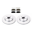 KIT-090821-532 2-Wheel Set Front Brake Disc and Pad Kit, Plain Surface 5 Lugs Ceramic Evolution Geomet Coated High Carbon, Includes (2) Brake Disc and (1) Brake Pad Set