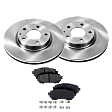 KIT-090821-537 2-Wheel Set Front Brake Disc and Pad Kit, Plain Surface 5 Lugs Ceramic Autospecialty By Powerstop, Includes (2) Brake Disc and (1) Brake Pad Set