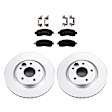 KIT-090821-550 2-Wheel Set Front Brake Disc and Pad Kit, Plain Surface 5 Lugs Ceramic Evolution Geomet Coated High Carbon, Includes (2) Brake Disc and (1) Brake Pad Set