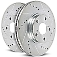 2021 Mazda CX-5 - 4-Piece Kit Front Brake Disc and Pad Kit, Cross-drilled and Slotted, 5 Lugs, 297.18 mm, Organic, 2.5L 4Cyl, Evolution Drilled & Slotted Series  Includes (2) Brake Disc and (1) Brake Pad Set