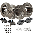 2007 Toyota Solara - 4-Wheel Set Front and Rear Brake Disc and Pad Kit, Plain Surface, 5 Lugs, Front-295.91 mm/Rear-268.99 mm, Ceramic, 3.3L 6Cyl, Pro-Line Series  Includes (4) Disc and (2) Pad Set