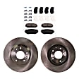 2-Wheel Set Front Brake Disc and Pad Kit, Plain Surface 5 Lugs 295.91 mm Ceramic Pro-Line Series, Includes (2) Brake Disc and (1) Brake Pad Set