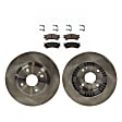 2-Wheel Set Front Brake Disc and Pad Kit, Plain Surface 4 Lugs 258.06 mm Organic Pro-Line Series, Includes (2) Brake Disc and (1) Brake Pad Set