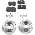 2-Wheel Set Front Brake Disc and Pad Kit, Plain Surface 5 Lugs 344.93 mm Organic Pro-Line Series, Includes (1) Brake Pad Set and (2) Brake Disc