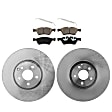 2-Wheel Set Front Brake Disc and Pad Kit, Plain Surface 5 Lugs 329.95 mm Organic Pro-Line Series, Includes (2) Brake Disc and (1) Brake Pad Set