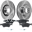 4-Piece Kit Front Brake Disc and Pad Kit, Plain Surface, 5 Lugs, Cast Iron, Organic Pad Material, Pro-Line Series