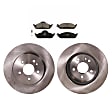 2-Wheel Set Front Brake Disc and Pad Kit, Plain Surface 5 Lugs 303.02 mm Organic Pro-Line Series, Includes (1) Brake Pad Set and (2) Brake Disc