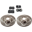 2-Wheel Set Front Brake Disc and Pad Kit, Plain Surface 5 Lugs 344.93 mm Organic Pro-Line Series, Includes (2) Brake Disc and (1) Brake Pad Set