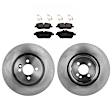 2-Wheel Set Front Brake Disc and Pad Kit, Plain Surface 4 Lugs 293.88 mm Organic Pro-Line Series, Includes (2) Brake Disc and (1) Brake Pad Set