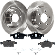 2-Wheel Set Rear Brake Disc and Pad Kit, Plain Surface 5 Lugs 279.91 mm Organic Pro-Line Series, Includes (2) Disc and (1) Pad Set
