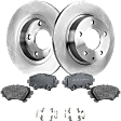 2-Wheel Set Rear Brake Disc and Pad Kit, Plain Surface 5 Lugs 265 mm Organic Pro-Line Series, Includes (1) Brake Pad Set and (2) Brake Disc