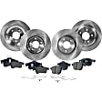 4-Wheel Set Front and Rear Brake Disc and Pad Kit, Plain Surface 5 Lugs Front-299.97 mm/Rear-302.01 mm Front-Ceramic/Rear-Organic Pro-Line Series, Includes (4) Disc and (2) Pad Set