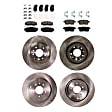 4-Wheel Set Front and Rear Brake Disc and Pad Kit, Plain Surface 5 Lugs Front-320.04 mm/Rear-325 mm Ceramic Pro-Line Series, Includes (4) Brake Disc and (2) Brake Pad Set