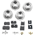 4-Wheel Set Front and Rear Brake Disc and Pad Kit, Plain Surface 5 Lugs Front-344.93 mm/Rear-299.97 mm Organic Pro-Line Series, Includes (2) Brake Pad Set and (4) Brake Disc