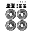 4-Wheel Set Front and Rear Brake Disc and Pad Kit, Plain Surface 5 Lugs Front-294.89 mm/Rear-299.97 mm Organic Pro-Line Series, Includes (4) Disc and (2) Pad Set