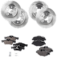 4-Wheel Set Front and Rear Brake Disc and Pad Kit, Plain Surface 5 Lugs Front-294.89 mm/Rear-299.97 mm Organic Pro-Line Series, Includes (4) Disc and (2) Pad Set