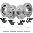 4-Wheel Set Brake Disc and Pad Kit, Plain Surface 5 Lugs Front-303.02 mm/Rear-284.99 mm Organic Pro-Line Series, Includes (4) Disc and (2) Pad Set