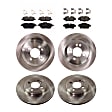 Front and Rear Brake Disc and Pad Kit, Plain Surface, 4 Lugs, Cast Iron , Pro-Line Series
