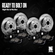 Front and Rear Brake Disc and Pad Kit, Plain Surface, 4 Lugs, Cast Iron , Pro-Line Series