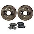 2-Wheel Set Front Brake Disc and Pad Kit, Plain Surface 4 Lugs 257.05 mm Ceramic Pro-Line Series, Includes (2) Brake Disc and (1) Brake Pad Set