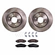 2-Wheel Set Front Brake Disc and Pad Kit, Plain Surface 6 Lugs 283 mm Ceramic Pro-Line Series, Includes (2) Brake Disc and (1) Brake Pad Set