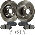2-Wheel Set Front Brake Disc and Pad Kit, Plain Surface, 4 Lugs, Cast Iron, Ceramic Pad Material, Pro-Line Series , includes (2) Brake Disc and (1) Brake Pad Set