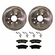 2-Wheel Set Rear Brake Disc and Pad Kit, Plain Surface 6 Lugs 286 mm Ceramic Pro-Line Series, Includes (1) Brake Pad Set and (2) Brake Disc