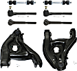 8-Piece Kit Front, Driver and Passenger Side, Lower Control Arm Kit, Includes (2) Control Arm, (2) Sway Bar Link, and (4) Tie Rod End