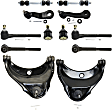 12-Piece Kit Front, Driver and Passenger Side, Upper Control Arm Kit, Includes (2) Ball Joint, (2) Control Arm, (1) Idler Arm, (1) Pitman Arm, (2) Sway Bar Link, and (4) Tie Rod End