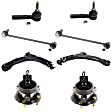 8-Piece Kit Front, Driver and Passenger Side, Lower Control Arm Kit, Includes (2) Control Arm, (2) Sway Bar Link, (2) Tie Rod End, and (2) Wheel Hub