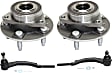 4-Piece Kit Front, Driver and Passenger Side Suspension Kit, Includes (2) Tie Rod End and (2) Wheel Hub
