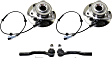 2-Wheel Set Front, Driver and Passenger Side Wheel Hub, 6 Lugs, With Bearing, With Sensor, includes (2) Tie Rod End and (2) Wheel Hub