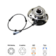 2-Wheel Set Front, Driver and Passenger Side Wheel Hub, 6 Lugs, With Bearing, With Sensor, includes (2) Tie Rod End and (2) Wheel Hub
