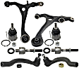 8-Piece Kit Front, Driver and Passenger Side, Lower Control Arm Kit, Includes (2) Ball Joint, (2) Control Arm, and (4) Tie Rod End