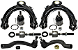 8-Piece Kit Front, Driver and Passenger Side, Upper Control Arm Kit, Includes (2) Ball Joint, (2) Control Arm, and (4) Tie Rod End
