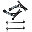 4-Piece Kit Front, Driver and Passenger Side, Lower Control Arm Kit, Includes (2) Control Arm and (2) Sway Bar Link
