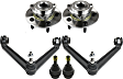 6-Piece Kit Front, Driver and Passenger Side Control Arm Kit, Includes (2) Ball Joint, (2) Control Arm, and (2) Wheel Hub