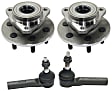 2-Wheel Set Front Wheel Hub, 6 Lugs, With Bearing, 4WD, Includes (2) Tie Rod End and (2) Wheel Hub