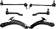 6-Piece Kit Front, Driver and Passenger Side, Lower Control Arm Kit, Includes (2) Control Arm, (2) Sway Bar Link, and (2) Tie Rod End