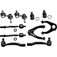 10-Piece Kit Front, Driver and Passenger Side, Upper Control Arm Kit, Includes (2) Ball Joint, (2) Control Arm, (2) Sway Bar Link, and (4) Tie Rod End